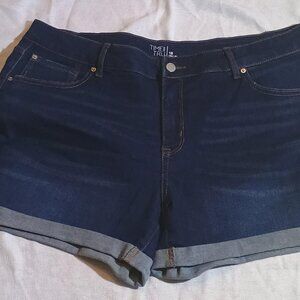 Time and Tru/Denim Shorts/Women Plus/Mid Rise/Dark Wash/Classic Casual Jeans Sho